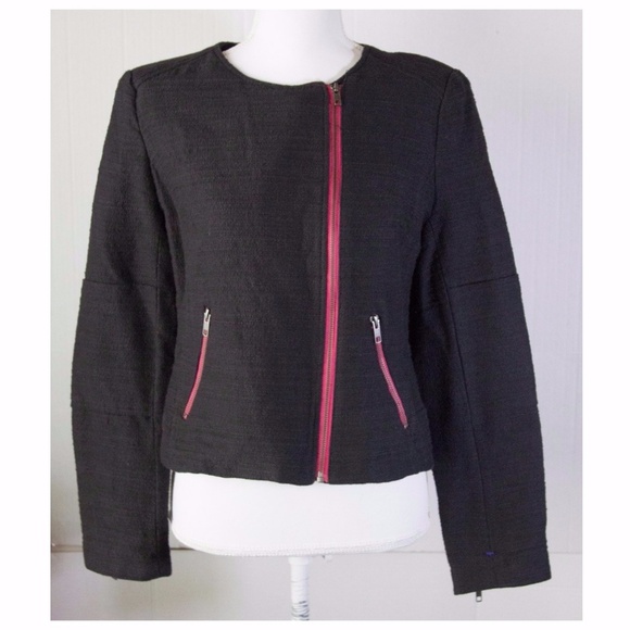 49. Halogen Black Blazer with Hot Pink Zipper - Picture 1 of 9